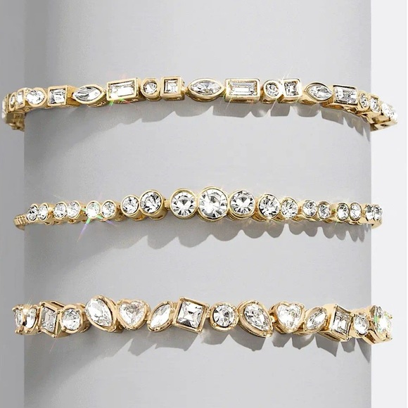 BaubleBar Jewelry - NEW Baublebar 3pc Gold Crytsal Tennis Bracelet Set